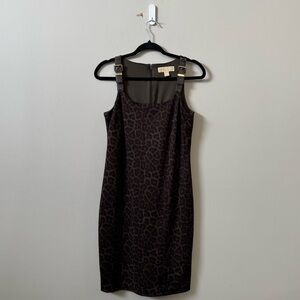 MICHAEL Michael Kors brown Khaki dark green leopard print buckle strap dress